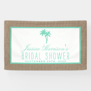 Tropical Palm Tree Burlap Beach Brautparty Banner