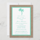 Tropical Palm Tree Burlap Beach Brautparty Einladung (Vorderseite)
