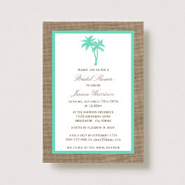 Tropical Palm Tree Burlap Beach Brautparty Einladung