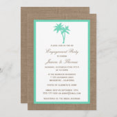 Tropical Palm Tree Burlap Beach Engagement Party Einladung (Vorne/Hinten)