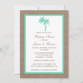 Tropical Palm Tree Burlap Beach Hochzeitsdusche Einladung (Vorderseite)