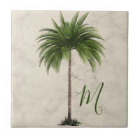 Tropical Palm Tree Champagne Marble Elegante
