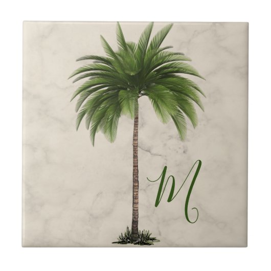 Tropical Palm Tree Champagne Marble Elegante Fliese (Vorderseite)