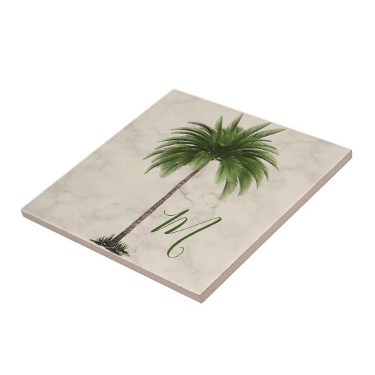 Tropical Palm Tree Champagne Marble Elegante Fliese (Seite)