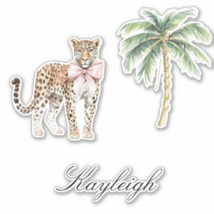 Tropical Palm Tree Cheetah Leopard Aufkleber