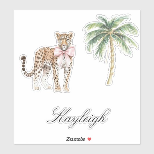 Tropical Palm Tree Cheetah Leopard Aufkleber (Blatt)