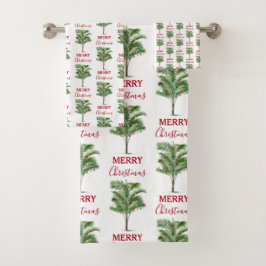 Tropical Palm Tree Christmas Tree Holiday Badhandtuch Set