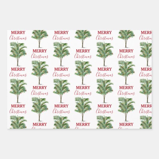 Tropical Palm Tree Christmas Tree Holiday Geschenkpapier Set (Vorderseite 3)
