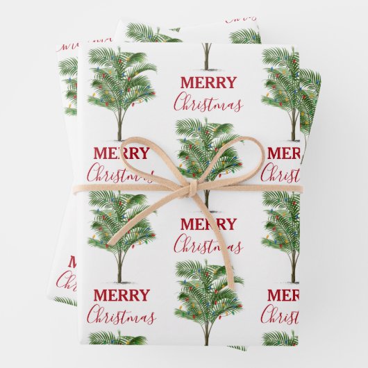Tropical Palm Tree Christmas Tree Holiday Geschenkpapier Set (Beispiel)
