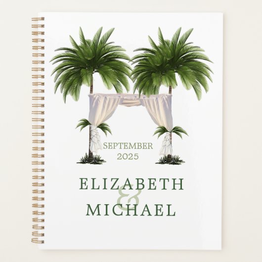 Tropical Palm Tree Chuppah Elegante Moderne Hochze Planer (Vorderseite)