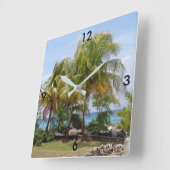 Tropical Palm Tree Clock Quadratische Wanduhr (Winkel)