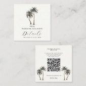 Tropical Palm Tree Coastal Wedding Registry QR Quadratische Visitenkarte (Vorne/Hinten)