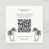 Tropical Palm Tree Coastal Wedding Registry QR Quadratische Visitenkarte (Rückseite)