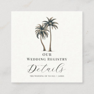 Tropical Palm Tree Coastal Wedding Registry QR Quadratische Visitenkarte