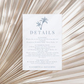 Tropical Palm Tree Dusty Blue Wedding Details Begleitkarte