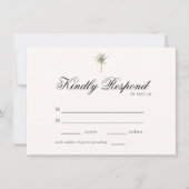 Tropical Palm Tree Elegant Minimalist Wedding RSVP (Vorderseite)