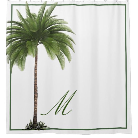 Tropical Palm Tree Elegante Champagner Marbella Duschvorhang (Vorderseite)