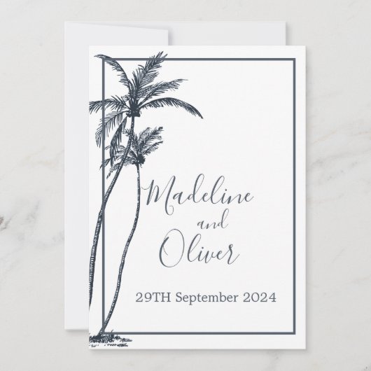 Tropical Palm Tree Elegante Einladung (Vorderseite)