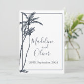 Tropical Palm Tree Elegante Einladung (Stehend Vorderseite)