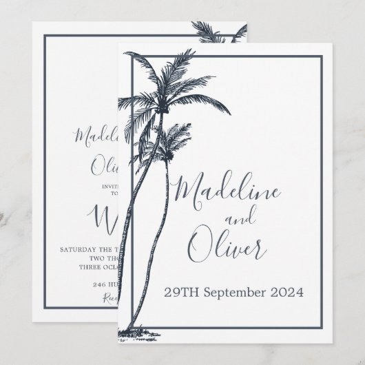 Tropical Palm Tree Elegante Einladung (Vorne/Hinten)