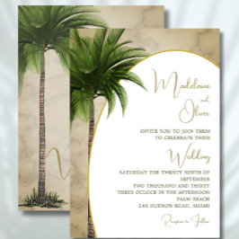 Tropical Palm Tree Elegante Marble Einladung