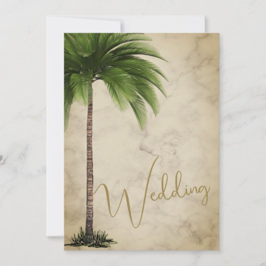 Tropical Palm Tree Elegante Marble Einladung (Vorderseite)