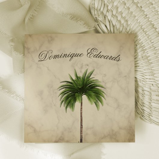 Tropical Palm Tree Elegante Marbled Stilvoll Quadratische Visitenkarte