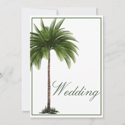 Tropical Palm Tree Elegante Moderne Grüne Hochzeit Einladung (Vorderseite)