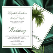 Tropical Palm Tree Elegante Moderne Grüne Hochzeit Einladung