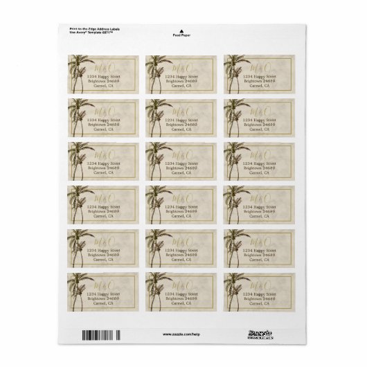 Tropical Palm Tree Elegante Moderne Rustikale Hoch Adressaufkleber (Vorne)