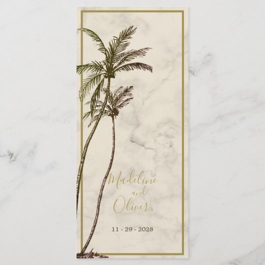 Tropical Palm Tree Elegante Moderne Rustikale Hoch Menükarte (Rückseite)