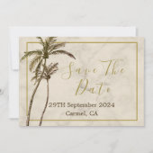 Tropical Palm Tree Elegante Moderne Rustikale Hoch Save The Date (Vorderseite)
