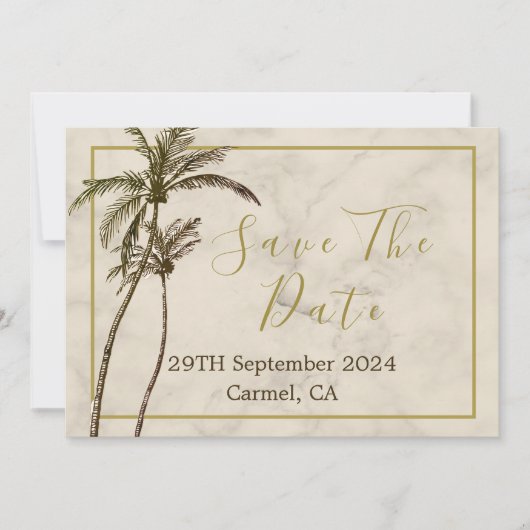 Tropical Palm Tree Elegante Moderne Rustikale Hoch Save The Date (Vorderseite)
