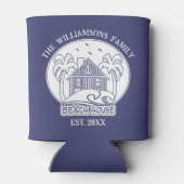 Tropical Palm Tree Familienname Beach House Blue Dosenkühler (Rückseite)