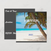 Tropical Palm Tree Family Wiedersehen Einladung (Vorne/Hinten)