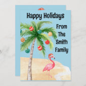 Tropical Palm Tree Flamingo Feiertagskarte (Vorne/Hinten)