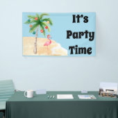 Tropical Palm Tree Flamingo Holiday Party Banner (Messeveranstaltung)