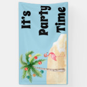 Tropical Palm Tree Flamingo Holiday Party Banner (Vertikal)