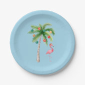 Tropical Palm Tree Flamingo Pappteller (Vorderseite)