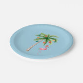 Tropical Palm Tree Flamingo Pappteller (Schrägansicht)