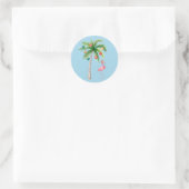 Tropical Palm Tree Flamingo Runder Aufkleber (Tasche)