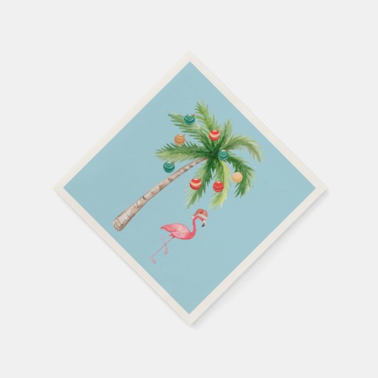 Tropical Palm Tree Flamingo Serviette (Ecke)
