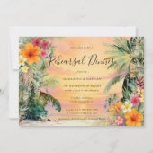 Tropical Palm Tree Floral Beach Probe Dinner Einladung (Vorderseite)