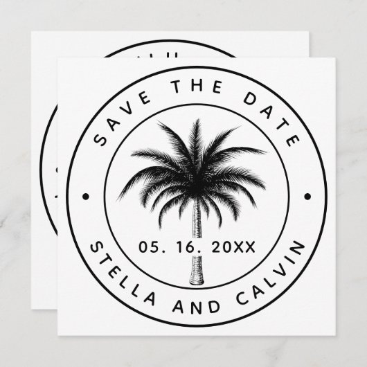 Tropical Palm Tree Foto Wedding Save The Date (Vorne/Hinten)