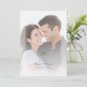 Tropical Palm Tree Foto Wedding Save the Date (Stehend Vorderseite)