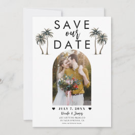 Tropical Palm Tree Foto Wedding Save the Date Einladung