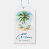 Tropical Palm Tree Frohe Weihnachten Geschenkanhänger (Vorderseite)