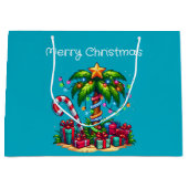 Tropical Palm Tree Frohe Weihnachten Große Geschenktüte (Vorderseite)