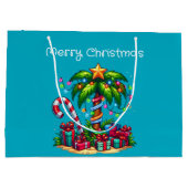Tropical Palm Tree Frohe Weihnachten Große Geschenktüte (Rückseite)
