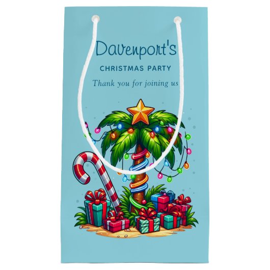 Tropical Palm Tree Frohe Weihnachten Kleine Geschenktüte (Vorderseite)